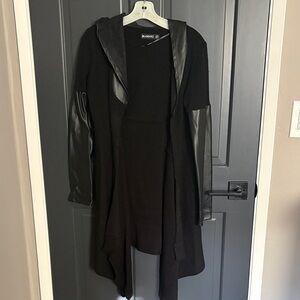 Blank NYC Black Mixed-Media Hooded Cardigan